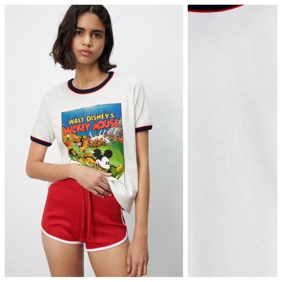 NWOT. Zara White Retro MICKEY MOUSE ©DISNEY T-Shirt. Size S. - Picture 2 of 10